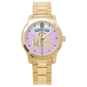 Montre OR CADUCUS SYMBOLE INFIRMIER ENREGISTRÉ / Rose, Li