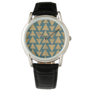 Montre Or extérieur d'étape de Geo et motif turquoise