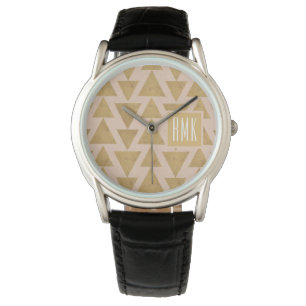 Montre Or extérieur d'étape du monogramme Geo et