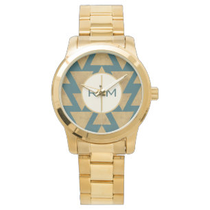 Montre Or extérieur d'étape du monogramme Geo et Pa