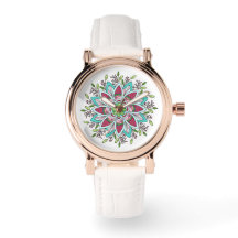 Montre Or Rose Flower Power