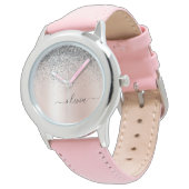 Montre Or rose - Parties scintillant rose pâle Monogramme (Incliné)