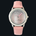 Montre Or rose - Parties scintillant rose pâle Monogramme<br><div class="desc">Rose Gold - Blush Pink and Silver Faux Foil Metallic Sparkle Parties scintillant Brossé Métal Monogramme Nom Monographie. Cela rend le cadeau parfait pour 16 ans,  mariage,  douche nuptiale,  anniversaire,  baby shower ou bachelorette pour quelqu'un qui aime le luxe glam et les styles chic.</div>
