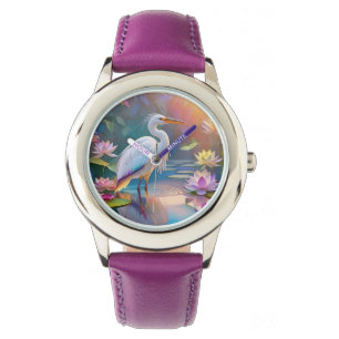 Montre Orange Billed White Heron Imaginaire Bird