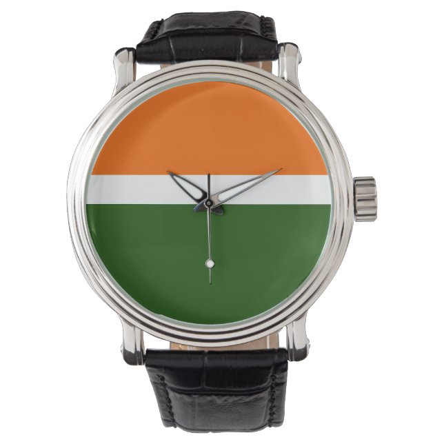 Montre Orange Blanc Vert Plat Couleur Bloc Design (devant)