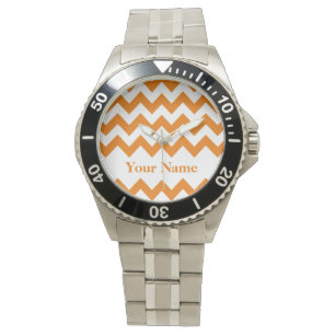 Montre Orange Bold Chevron avec monogramme