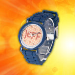 Montre Orange Buffalo vérifier avec des dinosaures et des<br><div class="desc">Faites-vous plaisir avec notre Blue Silicone Kids Watch, qui présente un design ludique avec des dinosaures et un monogramme personnalisé. La couleur bleu vif apporte une touche gaie, tandis que les illustrations de dinosaures fantaisistes apportent charme et plaisir. Customisez-le avec un nom ou des initiales pour en faire le leur...</div>