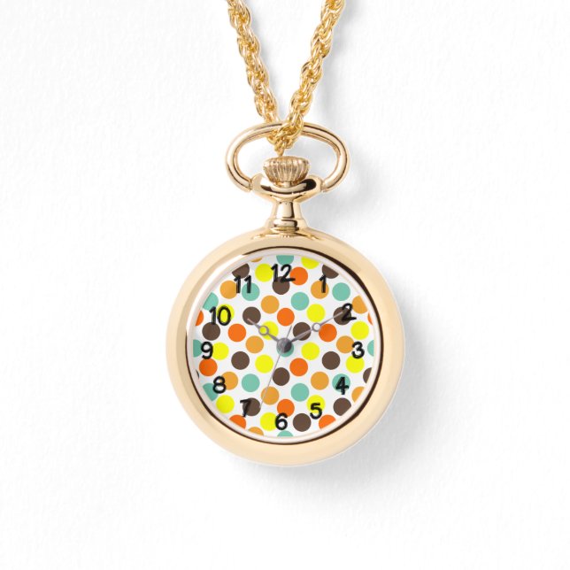 Montre Orange, Jaune, Brown, Points Bleus (Recto)