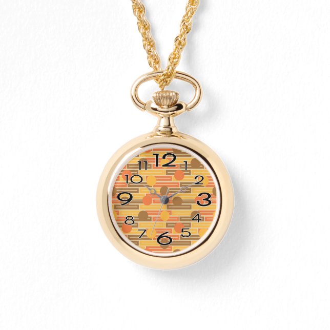 Montre Orange, Or, Rectangles Brown et cercles (Recto)