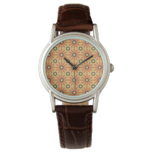 Montre Orange rétro et noir mou Abstrait motif floral