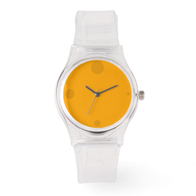 Montre Orange transparent avec marqueurs d'heure de trou  (Recto)