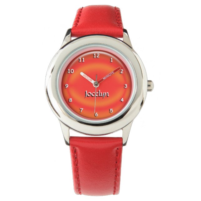 Montre - Orb 3D rouge avec nom (devant)