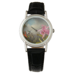 Montre Orchidée avec deux colibris Heade
