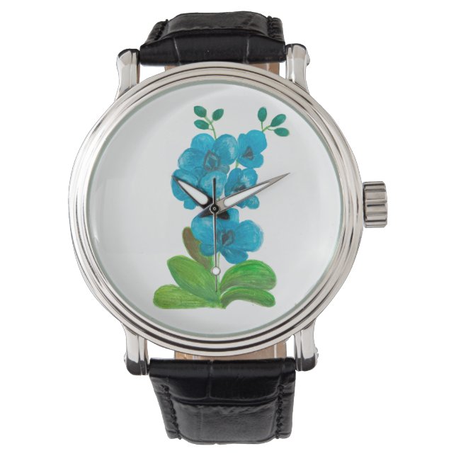 Montre Orchidée bleue (devant)