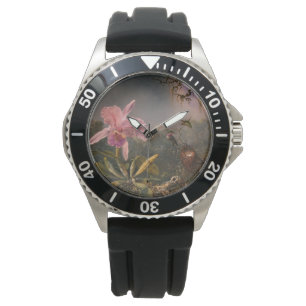 Montre Orchidée Cattleya et trois colibris (Heade)