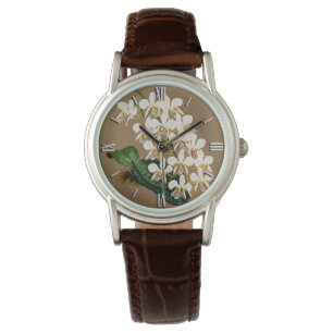Montre Orchidées Blanches Impression Botanique, Arrière -
