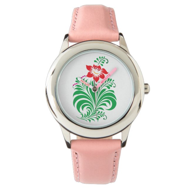 Montre Ornamental Floral Flower Design – Elegant (devant)