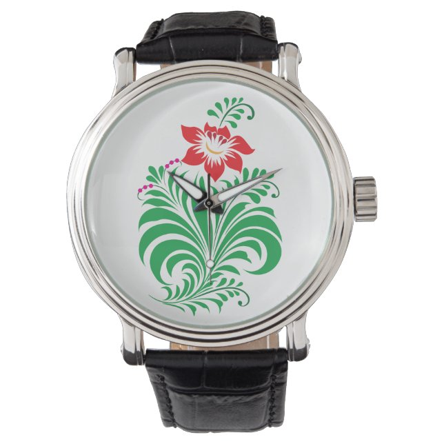 Montre Ornamental Floral Flower Design – Elegant (devant)