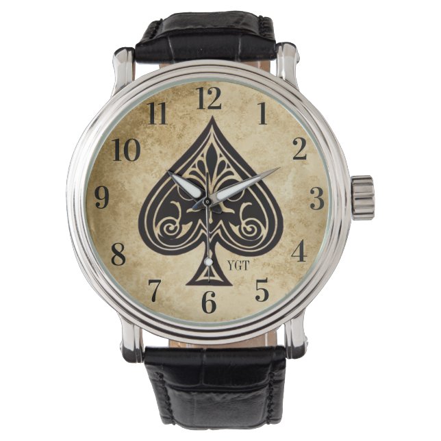 Montre Ornate Ace of Spades Graphic Image Hommes (devant)