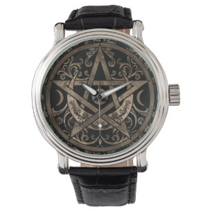 Montre Ornement du pentagramme - Or et noir