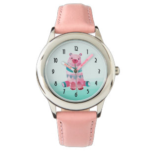 Montre Ours d'aquarelle mignon sur Aqua Green Ombre Backi