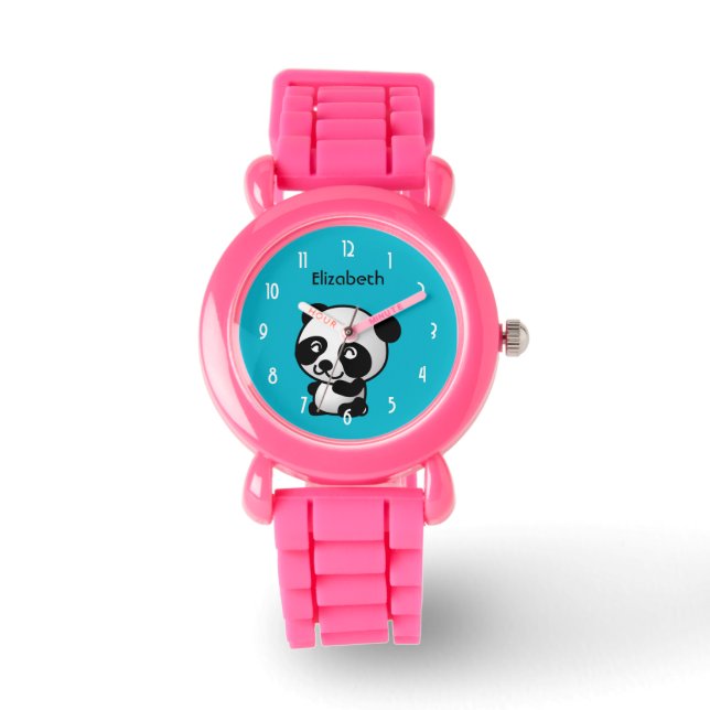 Montre Ours de panda noir et blanc personnalisé (Recto)