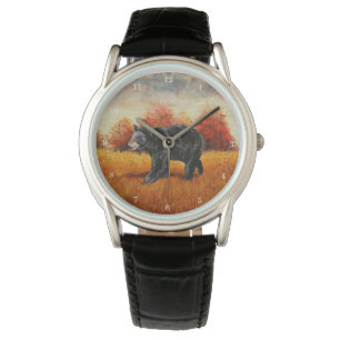 Montre Ours noir en forêt d'automne