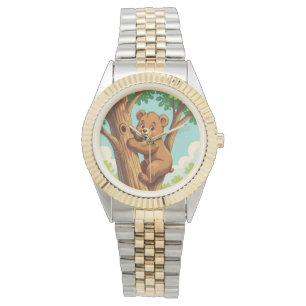 Montre Ourson mignon grimpant à un arbre