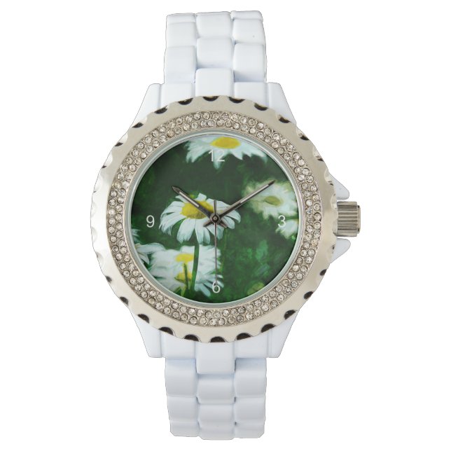 Montre Oxeye White Daisies Impressionnisme Abstrait (devant)