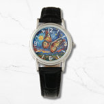 Montre Painted Butterfly Starry Night Sky Elegant Womans<br><div class="desc">Painted Butterfly Starry Night Sky Elegant Womans Watches features a trendy colorful painted butterfly with the moon and stars in the background. Created by Evco Studio www.zazzle.com/store/evcostudio</div>