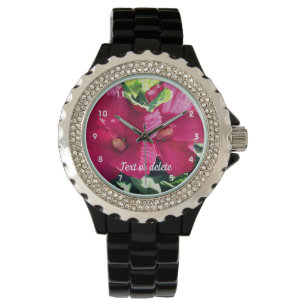 Montre Paire de fleurs rouge Hibiscus Gros plan Personnal