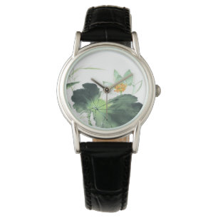 Montre Paix de Lotus d'étang d'aquarelle