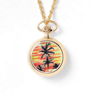 Montre Palmiers de Coco-Coques Couchés De Soleil Hawaïen