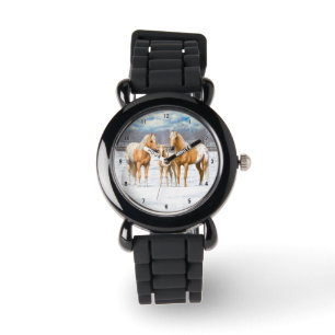 Montre Palomino Appaloosa Chevaux En Neige