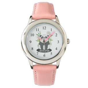 Montre Panda noir et blanc mignonne en Bambou