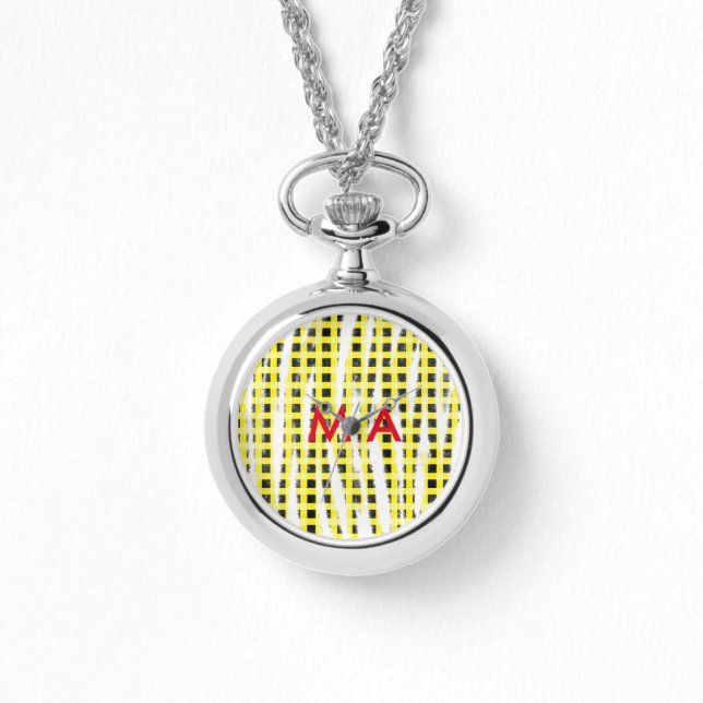 Montre Panneau de contrôle Jaune Noir ajouter nom nom mon (Recto)