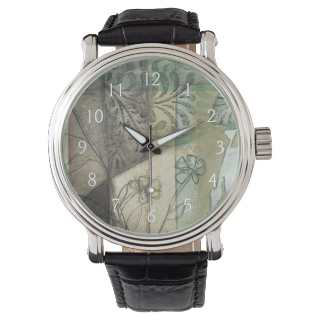 Montre Panneau de jardin avec Feuilles, fleurs et herbe (devant)