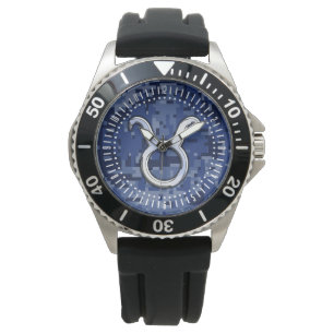 Montre Panneau moderne Taurus Zodiac Camouflage Bleu Cadr