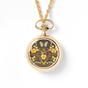 Montre Pansies jaunes, oiseaux et papillons