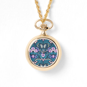 Montre Pansies, oiseaux et papillons