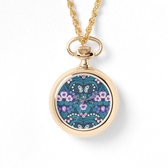 Montre Pansies, oiseaux et papillons (Recto)