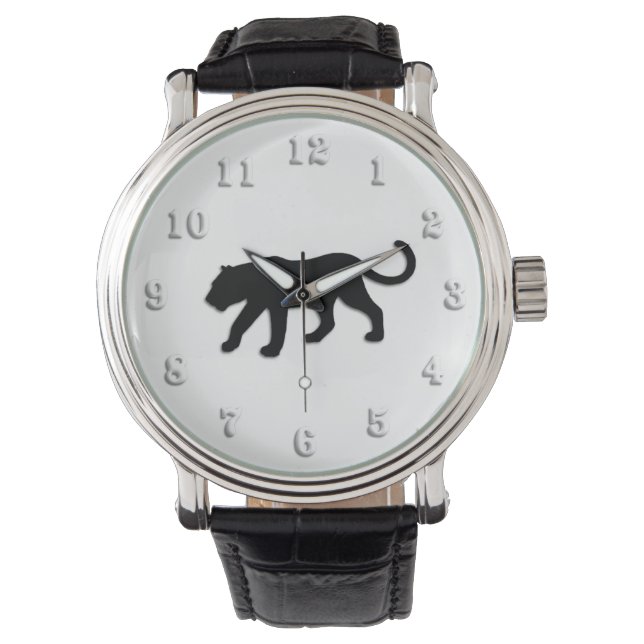 Montre Panthère noire en blanc (devant)