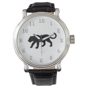 Montre Panthère noire sur le blanc