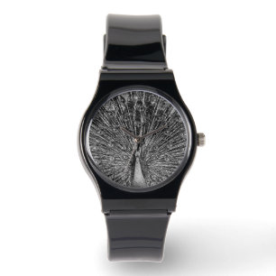 Montre Paon noir et blanc