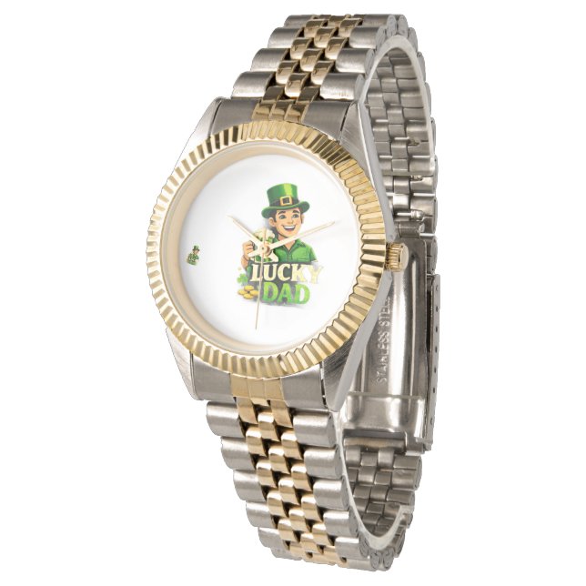 Montre Papa chanceux – Conception de trèfle de la Saint-P (Incliné)