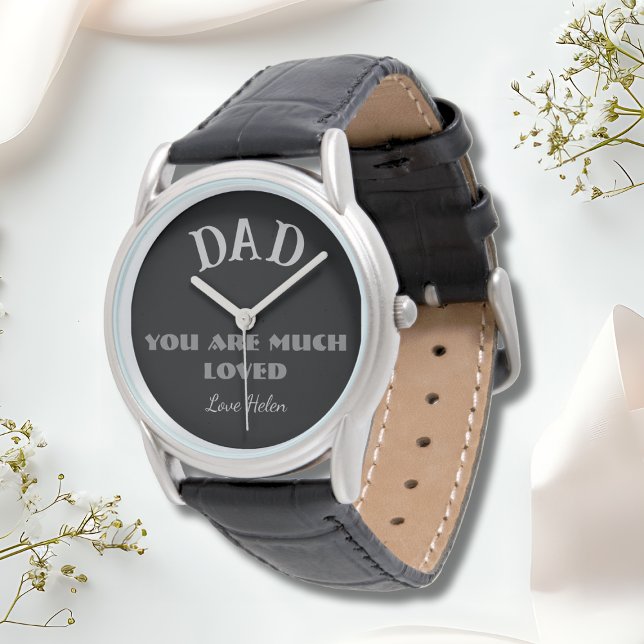 Montre Papa Tu Es Beaucoup Aimé Sangle En Cuir Classique  (Dad You Are Much Loved -Classic Leather Strap Sports Watch.)