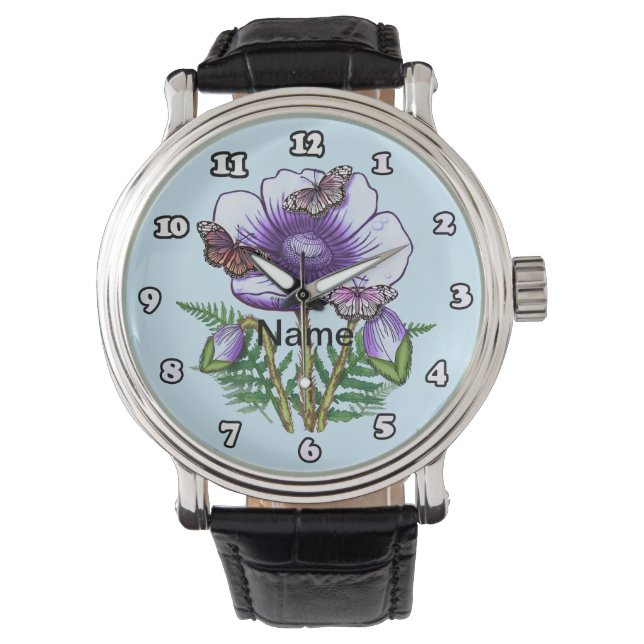 Montre Papaver Pourpre Papillon (devant)