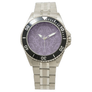 Montre Papier peint floral pourpre 2