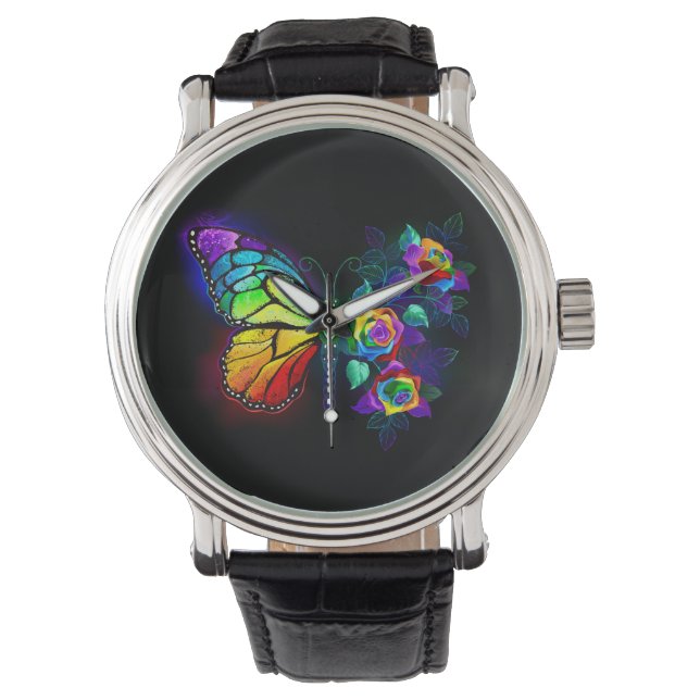 Montre Papillon arc-en-ciel (devant)