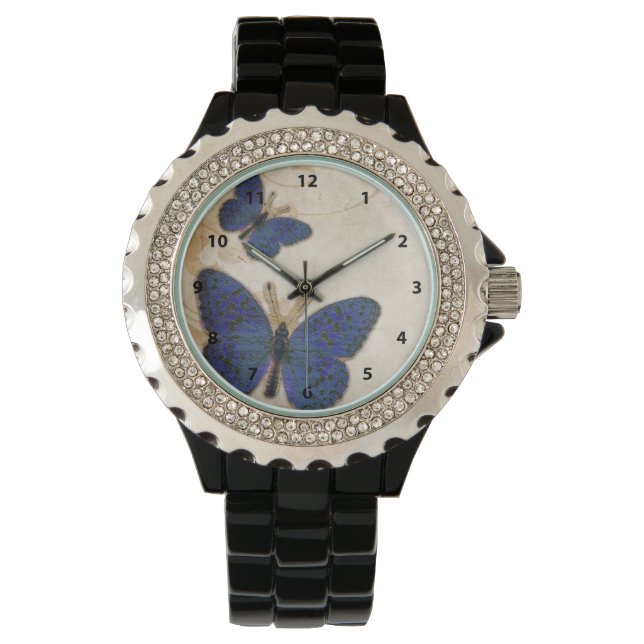 Montre Papillon bleu vintage (devant)